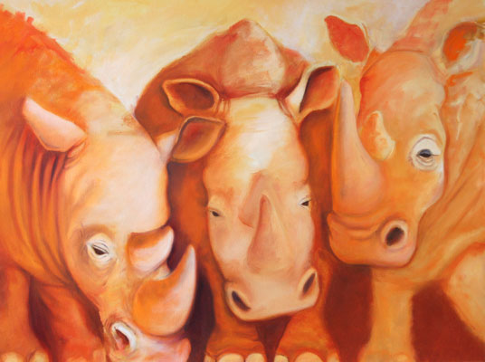 oil painting rhinos